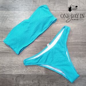 Aleumdr Textured Bandeau Bikini Swimsuit Size M